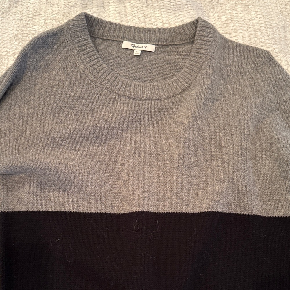 Madewell Gray and Black Long Sleeve Dress